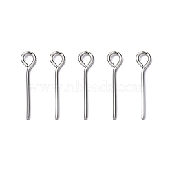 304 Stainless Steel Eye Pin, Stainless Steel Color, 15mm, Hole: 2mm, Pin: 0.7mm, about 220pcs/20g(X-STAS-R045-15mm)