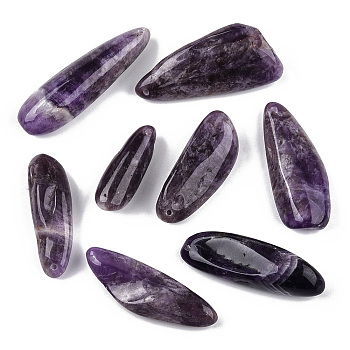 Natural Amethyst Big Pendants, Nuggets Charms, 41.5~68x15.5~29x11.5~20mm, Hole: 1.8mm