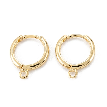 Brass Huggie Hoop Earrings Finding, with Horizontal Loop, Ring, Real 18K Gold Plated, 12 Gauge(2mm), 16.5x13.5x2mm, Hole: 1.5mm, Pin: 1mm