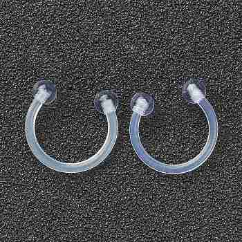 Acrylic Circular/Horseshoe Barbell with Double Round Ball, Eyebrow Rings, Nose Septum Rings, Clear, 12x12x3mm, Pin: 18 Gauge(1mm), Inner Diameter: 10mm, Ball: 3mm