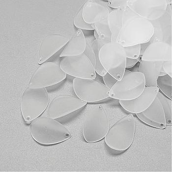 Transparent Acrylic Pendants, Frosted, Petal, Clear, 17.5x11.5x1.5mm, Hole: 1.5mm, about 1770pcs/500g