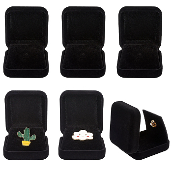 Velvet Jewelry Gift Storage Boxes, Rectangle, Black, 5.85x5.35x2.35cm