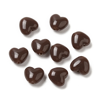 Opaque Acrylic Beads, Heart, Coconut Brown, 9x9.5x5.5mm, Hole: 1.5mm, about 1650pcs/500g