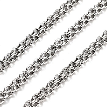 304 Stainless Steel Cable Chain, Stainless Steel Color, Link: 3x2x0.5mm