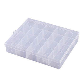 Rectangle Plastic Bead Storage Containers, 20 Compartments, White, 16.5x20.5x3.7cm