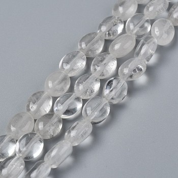 Natural Quartz Crystal Beads Strands, Rock Crystal Beads, Oval, 8x6x3.5~4mm, Hole: 1mm, about 45~52pcs/strand, 15.16~15.74 inch(38.5~40cm)