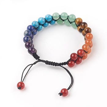 Chakra Natural & Synthetic Mixed Stone Braided Bead Bracelets, 2-3/8 inch(6cm)