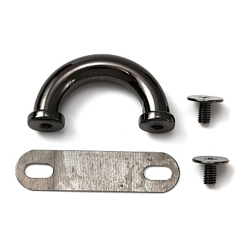 Zinc Alloy Bag Suspension Clasps, Metal Arch Bridge Hardware, with Screws & Spacer, Semi-Circle, Gunmetal, 1.7x3.1x0.8cm