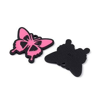 Spray Painted Alloy Pendants, Butterfly Charm, Pink, 19.5x21.5x1.5mm, Hole: 1mm