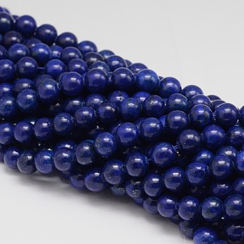 Dyed Round Natural Lapis Lazuli Beads Strands, 8mm, Hole: 1mm, about 48pcs/strand, 15.5 inch
