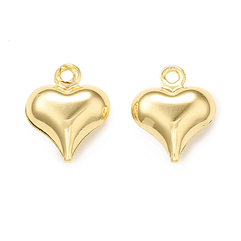 Brass Charms, Heart Charm, Real 18K Gold Plated, 11x9x4mm, Hole: 1.2mm
