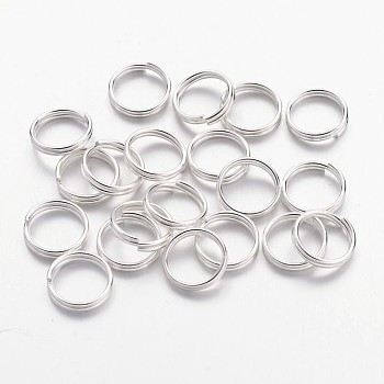 Iron Split Rings, Double Loops Jump Rings, Cadmium Free & Lead Free, Silver Color Plated, 8x0.7mm, about 7.3mm inner diameter, about 6.6mm inner diameter, about 355pcs/50g