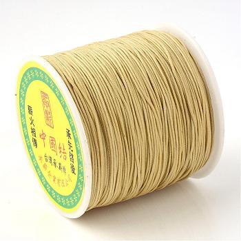 Braided Nylon Thread, Chinese Knotting Cord Beading Cord for Beading Jewelry Making, Dark Khaki, 0.8mm, about 100yards/roll