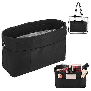 Purse Organizer Insert, Nylon Storage Bag, with Iron Zipper, Black, 31x17.2x2cm
