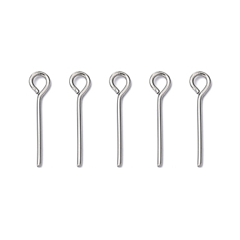 304 Stainless Steel Eye Pin, Stainless Steel Color, 15mm, Hole: 2mm, Pin: 0.7mm, about 220pcs/20g
