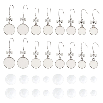 DIY Earring Making Kit, Including Transparent Glass Cabochons, 316 Surgical Stainless Steel Earring Hooks, Stainless Steel Color, 48pcs/set