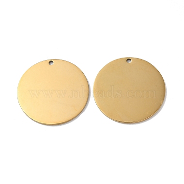 Real 18K Gold Plated Flat Round 304 Stainless Steel Pendants