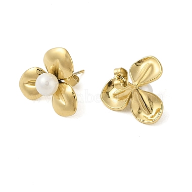 304 Stainless Steel with Plastic Imitation Pearl Stud Earrings for Women(EJEW-G396-01G)-2