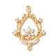 Brass Pave Clear Cubic Zirconia Teardrop with Flower Links Connector Charms(KK-M294-16G)-1