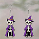 Cat Shape with Skeleton Acrylic Dangle Earrings(FS-WG9EDFB-01)-2