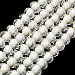 Resin Beads Strands, Bead in Bead, with Glass and Glitter Powder Inside, Rondelle, Faceted, Floral White, 9.5x7mm, Hole: 0.7mm, about 50pcs/strand, 14.96''(38cm)(GLAA-T035-01A)