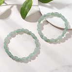 2Pcs 2 Styles  Natural Green Aventurine Beaded Stretch Bracelets for Couple, Rice & Round, Inner Diameter: 2.60 inch(6.6cm)(BJEW-JB13416-02)