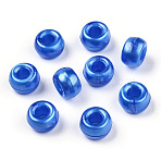 Plastic Pearlized Beads, Barrel, Royal Blue, 9x6mm, Hole: 3.8mm, about 1900pcs/500g(KY-T025-01-D01)