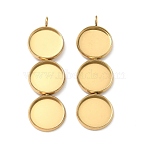 304 Stainless Steel Pendant Cabochon Settings, Plain Edge Bezel Cups, Golden, 45x13.5x2mm, Hole: 2.3mm, Tray Size: 12mm(STAS-K320-03A-G)