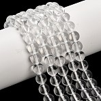 Natural Quartz Crystal Beads Strands, Rock Crystal, Round, 8~8.5mm, Hole: 1mm, about 49~50pcs/strand, 15.08 inch(38.3cm)(G-F820-K01-8mm)