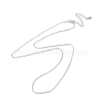 Anti-Tarnish Platinum Rhodium Plated 925 Sterling Silver Chain Necklace, Flat Cable Chain, with S925 Stamp, Long-Lasting Plated, 16.22 inch(41.2cm)(NJEW-A011-02P)