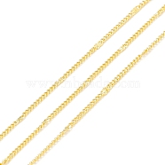 Brass Curb Chains, Long-Lasting Plated, with Spool, Cadmium Free & Lead Free, Soldered, Real 18K Gold Plated, link: 4x1.5x0.5mm and 1.5x1.5x0.5mm, about 32.8 Feet(10m)/roll(CHC-D030-15G-RS)