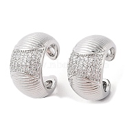 Rack Plating Brass Micro Pave Clear Cubic Zirconia Cuff Earrings for Women, Cadmium Free & Lead Free, Long-Lasting Plated, C-Shaped, Platinum, 15x9mm(EJEW-G394-03P)