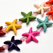 Starfish/Sea Stars Synthetic Turquoise Bead Strands, Dyed, Mixed Color, 14x5mm, Hole: 1mm, about 26pcs/strand, 15.7 inch(G-M150-03)