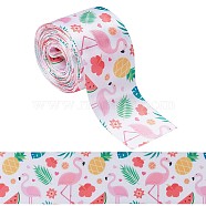 10 Yards Printed Polyester Ribbon, for Bowknot Making, Flat, Colorful, Flamingo Pattern, 5.1x0.02cm(OCOR-GF0002-47C)