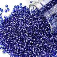 TOHO Round Seed Beads, Japanese Seed Beads, (35) Silver Lined Sapphire, 11/0, 2.2mm, Hole: 0.8mm, about 1110pcs/bottle, 10g/bottle(SEED-JPTR11-0035)