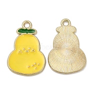 Cute Alloy Pendants, with Enamel, Golden, Cadmium Free & Lead Free, Pear Charms, Yellow, 22x15x1mm, Hole: 1.8mm(ENAM-L044-04G)