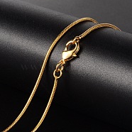 Brass Necklaces, Round Snake Chain, with Lobster Clasp, Golden, 17.52 inch, 1.2mm(X-MAK-K003-08G)