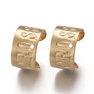 304 Stainless Steel Ear Cuff Findings, with Hole and Word Cross, Golden, 12x10x7mm, Hole: 0.9mm(STAS-P249-21G)