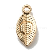 Alloy Pendants, Leaf with Letter Charm, Light Gold, Letter.O, 15.5x7.5x2.5mm, Hole: 1.5mm(FIND-TAC0011-69O-KCG)