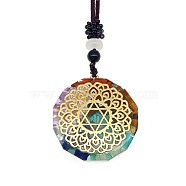 Resin & Natural & Synthetic Mixed Gemstone Pendant Necklaces, Flower, 25.59 inch(65cm)(OG4289-12)