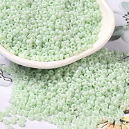 Baking Paint Glass Seed Beads, Donut, Mint Cream, 8/0, 2.5~3x1~1.5mm, Hole: 1~1.2mm, about 40909pcs/1pound(SEED-P006-03A-33)