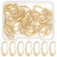 40Pcs Brass Earring Hooks, with Horizontal Loop, Real 18K Gold Plated, 19x10x2mm, Hole: 2mm, 18 Gauge, Pin: 1mm(KK-FH0004-42)