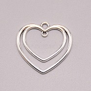 Alloy 2-Loop Link Pendants, Heart, Antique Silver, 25x25x1.5mm, Hole: 2mm and 1.5mm(PALLOY-WH0087-35)