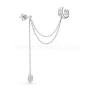 Silver Leaf Tassel Cuff Earrings (WB9198)
