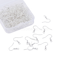 Iron Earring Hooks, Ear Wire, with Horizontal Loop, for Dangle Earring Making, Silver, 18x0.8mm, 20 Gauge, Hole: 2mm, 200pcs/box(IFIN-YW0001-07S)