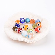 Handmade Lampwork Beads, Evil Eye, Round, Mixed Color, about 10mm in diameter, hole: 1mm(DT249J)