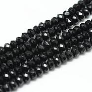 Natural White Jade Bead Strands, Dyed, Faceted, Rondelle, Black, 4~5x3mm, Hole: 0.5mm, about 115~120pcs/strand, 13.39~13.98 inch(34~35.5cm)(G-R343-2x4-29)