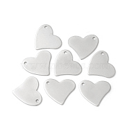 304 Stainless Steel Pendants, Heart, Stamping Blank Tag, Stainless Steel Color, 18x17x0.8mm, Hole: 1.5mm(STAS-F192-047P)