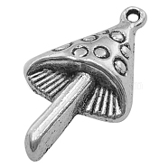 Tibetan Style Alloy Pendants, Lead Free, Nickel Free and Cadmium Free, Antique Silver, Mushroom, about 30mm long, 17.5mm wide, 5.5mm thick, hole: 1.5mm(X-LF0705Y-NF)