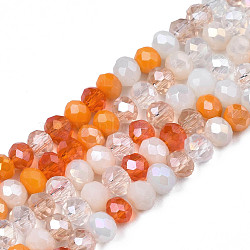 Opaque Glass Beads Strands, Imitation Jade Glass, Faceted Rondelle, Dark Orange, 3x2mm, Hole: 0.8mm, about 186~193pcs/strand, 17.13 inch~17.32 inch(43.5cm~44cm)(GLAA-T006-07-A07)